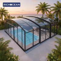 Véranda coulissante automatique préfabriquée en aluminium et verre transparent RICHOCEAN pour extérieur