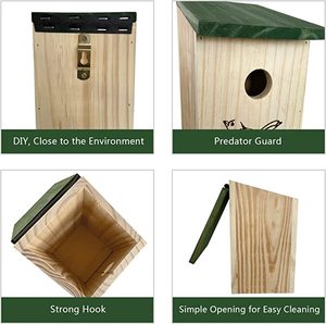 Nichoir en bois naturel nichoir en bois peint nichoir bricolage nichoir en bois extérieur avec support - Product Image 4