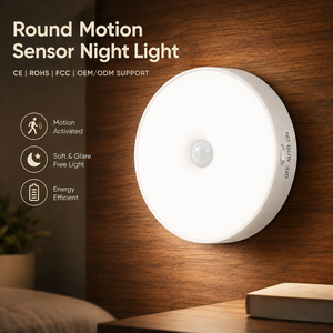 Round LED Night <b>Light</b> Cold White Sensor Control <b>Battery</b> Operated Magnetic <b>Wall</b> Lamp ABS Material Modern Design for Bedroom - Product Image 1