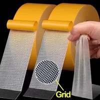Super Strong Heavy Duty Doppelseitiges Klebeband Trans lucent Mesh Wasserdichter Teppich kleber Sale-Powerful Grid Trace less Paper & Film