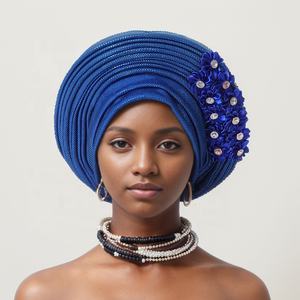 Nuevo Turbante Nigeriano Pre-Hecho para Mujer, Pañuelo Africano para la Cabeza, Gorro de Moda, 2024 - Product Image 5