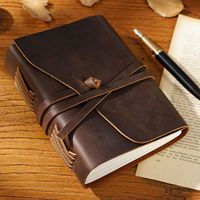 Carnet en cuir véritable Crazy Horse rétro NAG36, carnet en cuir de vachette pour notes de voyage, cadeau, 12x18cm, 150 feuilles, vente en gros