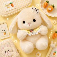 Peluche Lapin à Oreilles Tombantes 16 cm, Rembourrée en Coton PP, avec Tenue à Nœud, pour Boutiques de Cadeaux, Vente en Gros