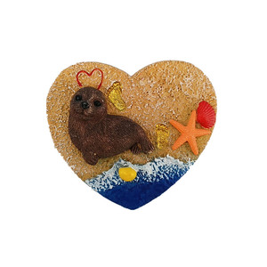 Magnete per Frigorifero a Forma di Cuore in Resina Serie Oceano, Dipinto a Mano con Faro, Stella Marina e Conchiglia, Souvenir Turistico - Product Image 4