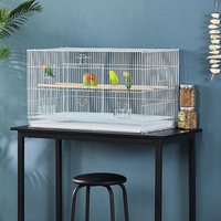 Cages à oiseaux pliables en fil métallique blanc 76X45X45 cm Perruches et autres oiseaux Cages d'élevage de perroquets Cage de vol avec perchoirs