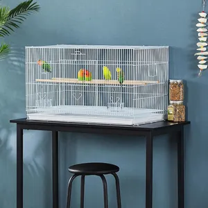 White 76 X 45 X 45 Cm Metal Wire Foldable Bird Cages Parakeets And Other Birds Parrot Breeding Cages Flight Cage With Perches