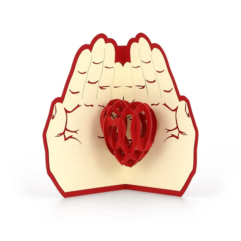 Cartes de vœux personnalisées cœurs, cartes de saint valentin de remerciement des mères, papier Pop-Up 3D, 1 pièce