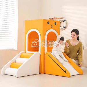 Maison de jeu en mousse Moetry pour bébés et tout-petits, aire de jeux intérieure légère avec toboggan et grimpeur pour garderie et école maternelle - Product Image 2