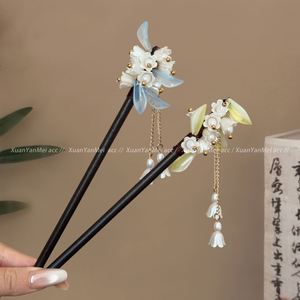 กิ๊บติดผมไม้สไตล์จีนโบราณลายดอกลิลลี่ออฟเดอะแวลลีย์สำหรับผู้หญิง - Product Image 5