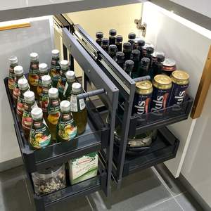 Paniers d'armoires de cuisine d'angle magique de style moderne haut de gamme <span class=keywords><strong>Solution</strong></span> d'organisation de cuisine dans l'armoire élégante - Product Image 4