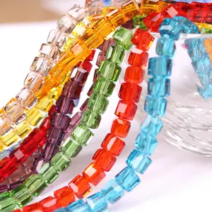 4mm 6mm factory new shape and colorful crystal beads hot sell glass cube beads for DIY Jewelry making