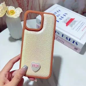 New Arrival Factory Price Heart Decoration Leather Phone Accessories Case Cover For Iphone 11 12 13 14 15 Pro Max