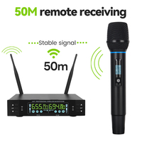 Système de microphone dynamique portable UHF professionnel à 2 canaux avec affichage LCD, suppression du bruit et longue portée pour karaoké et église