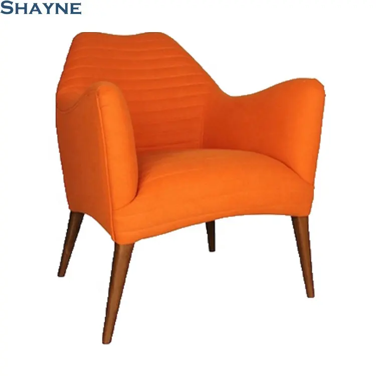 300000 UGS ODM Shayne D'ameublement Haut de gamme du Fabricant Personnaliser Restaurant Salon Luxe Orange Tissu Moderne Chaise de Café En Bois