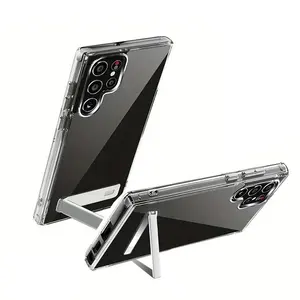 Nieuwe Design Clear Mobiele Telefoon Case Met Metalen Standaard Voor Samsung Galaxy S24 Ultra S23 S22 Standaard Hoesjes Schokbestendige Achterkant