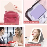 Portable Rechargeable LED éclairé maquillage miroir de courtoisie écran tactile Dimmable éclairage pliable table cosmétique miroir voyage