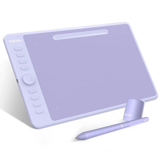 Parblo Intangbo Drawing Tablet, 8192 Levels Battery-Free Pen and 8 Hot-Keys Digital Art Tablet for Drawing Illustration