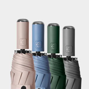 Parapluie de voyage super mini pliable en 3 parties, entièrement automatique, en nylon avec revêtement noir classique moderne, brevet américain, promotion cadeau - Product Image 1