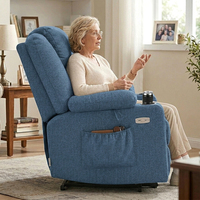 Fauteuil inclinable électrique avec massage 8 points, chaleur et port USB, canapé motorisé pour personnes âgées avec porte-gobelet