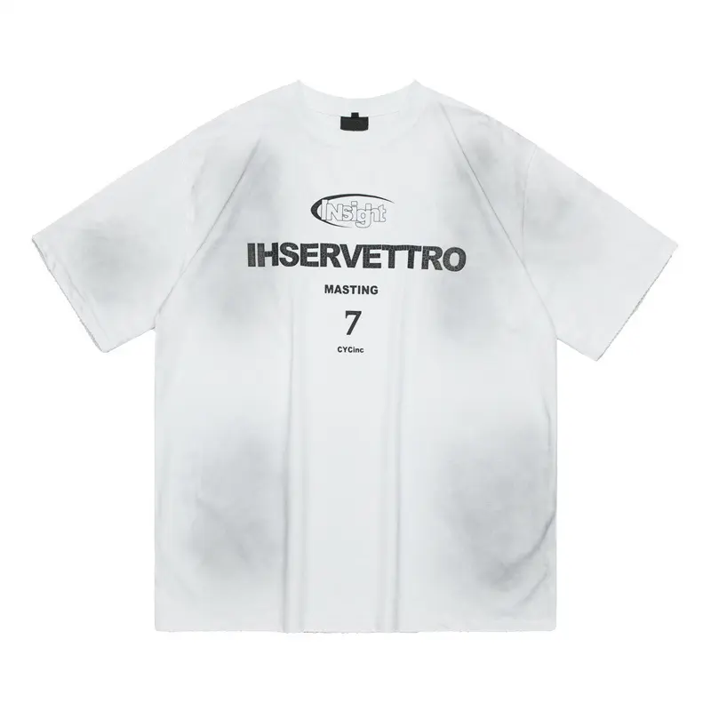 Mode rue tie-dye lavage imprimé demi-manche grande taille t-shirts pour hommes été hip hop t-shirt pour hommes