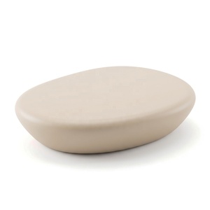 Mesa de Centro Redonda Moderna con Forma de Piedra, Mesa de Fibra de Vidrio para Sala de Estar o Patio - Product Image 2