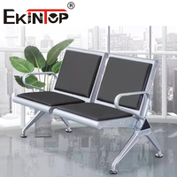 Fauteuils de Réception Ekintop en Cuir, Chaise d'Attente d'Aéroport, Banc d'Attente Public 3 Places