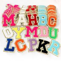 Lettres thermocollantes en chenille 8CM A-Z, lettres alphabet à paillettes pour sacs, vêtements, serviettes, patchs thermocollants en chenille pour homme et femme