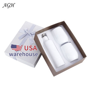 Stainless Steel Sublimation Blanks 500ml Wine Flask Bottle And Two 12oz Egg Shape Wine Tumbler Gift Set In Box