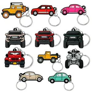 Porte-clés en silicone série Automobile porte-clés de dessin animé porte-clés de voiture coloré pour hommes femmes clés bibelot enfants jouet bijoux