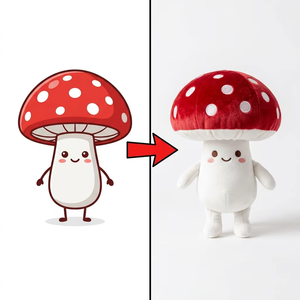 Peluche personalizzato a forma di fungo Amanita, con cappello in velluto rosso maculato, stelo bianco liscio, guance rosate, braccialetti sottili, <span class=keywords><strong>cuscino</strong></span> mascotte cartone animato a tema bosco - Product Image 1