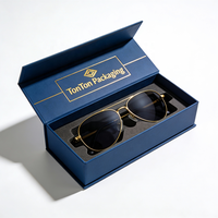 Boîte personnalisée avec couvercle et base, et boîte cadeau bleue pour lunettes de soleil, boîte en papier robuste avec couvercle