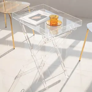 Table d'appoint en acrylique moderne de bonne qualité Table basse pliante en acrylique cristal Lucite pour le salon