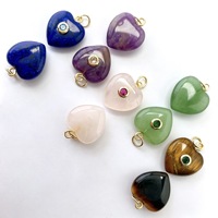 Collier pendentif cœur en pierre naturelle minimaliste en cuivre avec chaîne en bambou pour femmes