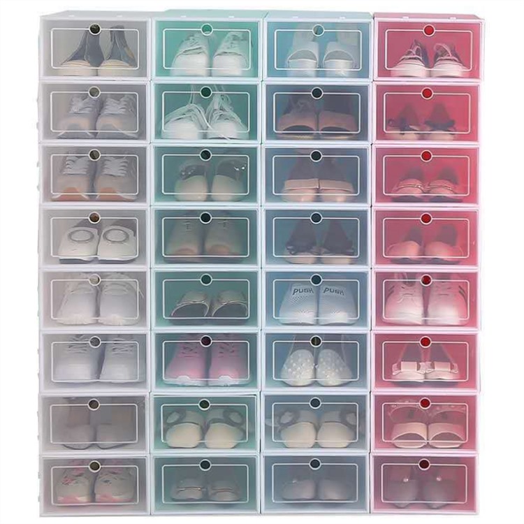 Plastic Sneaker Stackable Storage Transparent Display case Drop Front Acrylic Drawer Type Magnetic Clear Shoe storage Box