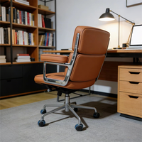 Fauteuil de bureau ergonomique moderne en cuir véritable, chaise de direction à dossier haut pivotante pour ordinateur, mobilier de bureau