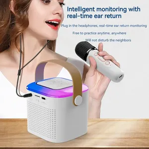 Mini Macchina per Karaoke con Microfono Wireless e Modulatore di Voce - Altoparlante BT Portatile con Luci LED, Sistema per Feste in Casa - Product Image 2