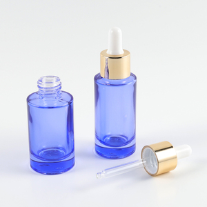 Düz Omuzlu Silindir Şeklinde Cilt Bakım Cam Şişeleri Mavi Mor 20ml 40ml Buzlu Serum Esansiyel Yağ Cam Şişesi Kauçuk Damlalıklı - Product Image 3