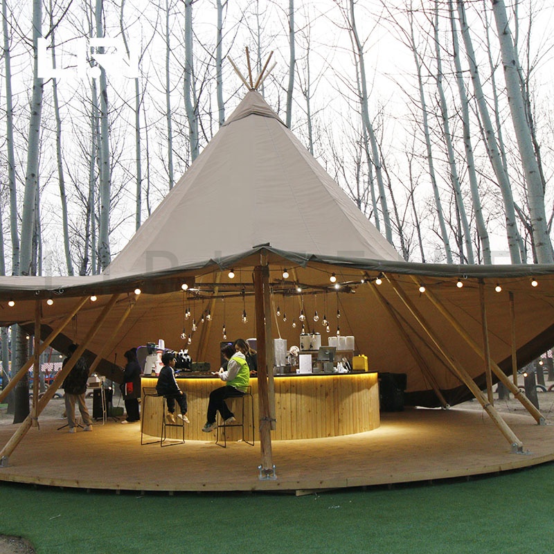 Large Luxury Glamping Wooden Pole Tipi Tent for Outdoor Wedding and Events