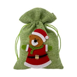Sacs cadeaux en lin à motifs de Noël variés pour l'emballage textile - Product Image 5