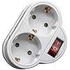 Adaptateur 2 prises avec interrupteur, 4,8 mm, 16A, idéal pour connecter plusieurs appareils électriques de manière sûre et - Product Image 2