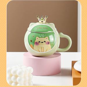 Mug en céramique OEM Tasse à ventre rond Tasses à motif de chat mignon Tasses en céramique à sublimation - Product Image 2