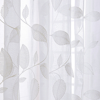 Tissu de rideau en voile transparent tricoté, teint en fil, brodé, léger et doux, 40S40S, 100% polyester