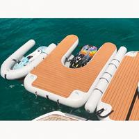 Plateforme flottante gonflable en teck en forme de C de 2x1,5m pour bateau à moteur, jet ski, Seabob et autres équipements nautiques