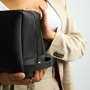 Mode PU cuir sac cosmétique grand voyage sac à glissière sacs de maquillage étanches avec poignée pour femmes hommes voyage en plein air - Product Image 5