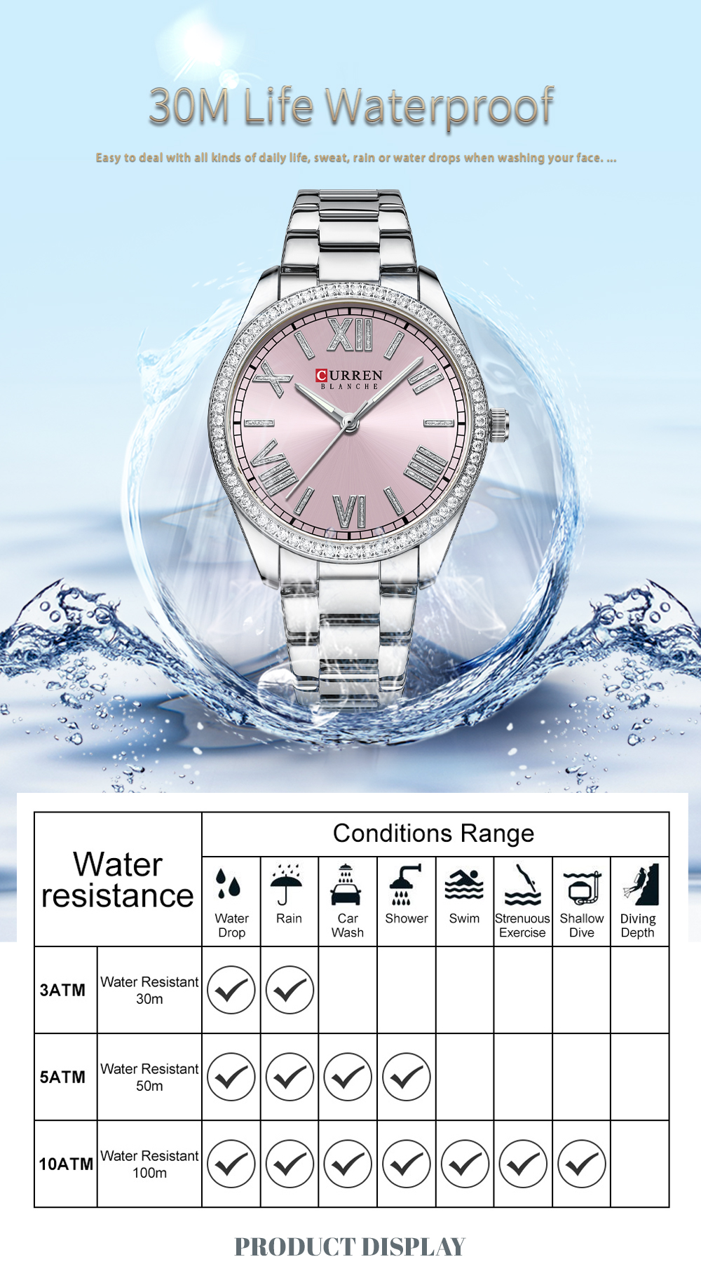 CURREN – montres de luxe pour femmes, montre-bracelet à Quartz et diamant pour dames et filles, mode, étanche, horloge