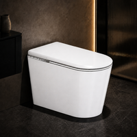 WC intelligent monobloc en céramique avec siège chauffant automatique, bidet intégré, chasse d'eau automatique et télécommande, siphon en S/P inclus