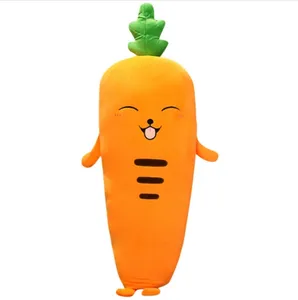 New creative cute fruit long throw pillow smile carrot strawberry doll plush toy