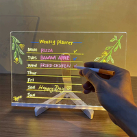 Tableau d'affichage lumineux 30x20cm avec support triangulaire et stylo coloré, tableau d'écriture LED fluorescent effaçable en acrylique