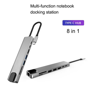 Hub <span class=keywords><strong>USB</strong></span>-<span class=keywords><strong>C</strong></span> 8 en 1 en alliage d'aluminium, <span class=keywords><strong>adaptateur</strong></span> Type-<span class=keywords><strong>C</strong></span> <span class=keywords><strong>vers</strong></span> 4K avec <span class=keywords><strong>USB</strong></span> 3.0, charge PD 100W, lecteur de <span class=keywords><strong>carte</strong></span> <span class=keywords><strong>SD</strong></span>, en stock - Product Image 2