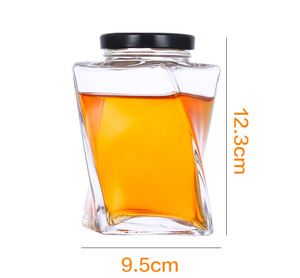 Stoples madu kaca desain abstrak 240ml 360ml, dengan tutup kreatif, stoples Madu Unik, stoples makanan kaca - Product Image 6